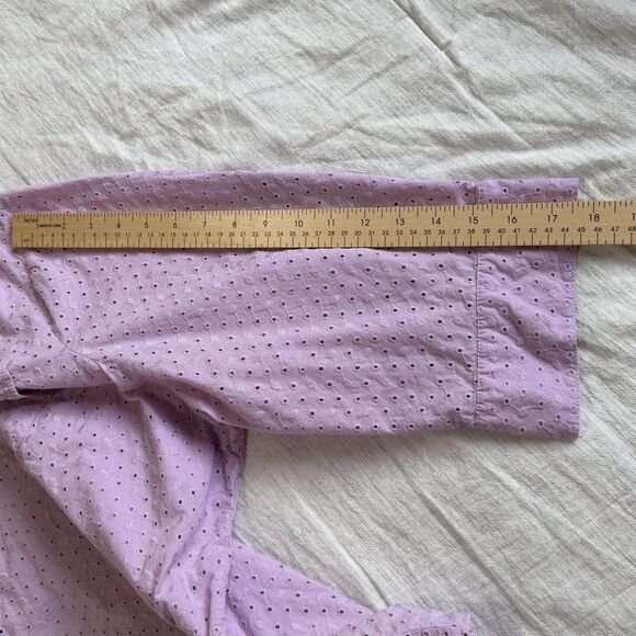 Croft & Barrow Eyelet 3/4 Roll-up Sleeve Button Up Blouse Lilac Purple Size 3x - Picture 14 of 16
